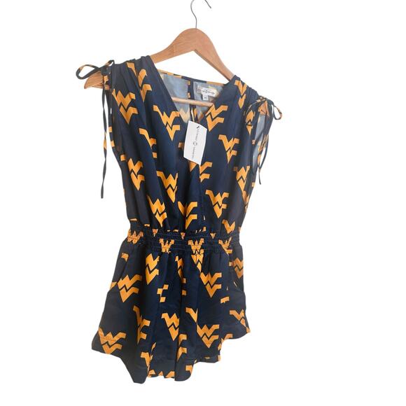 Stewart Simmons WVU Mountaineers Romper Women’s Small Blue Gold Game Day - NWT - Picture 5 of 13